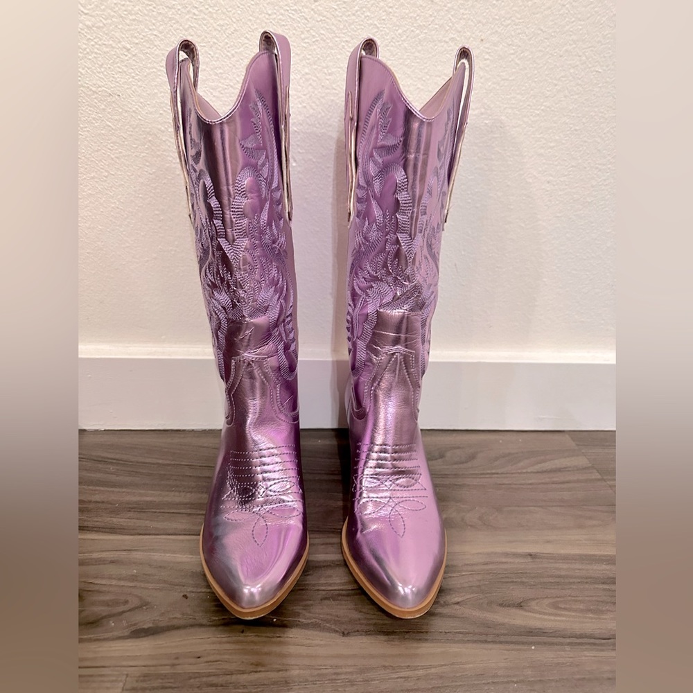 Free People Inspired Metallic Light Pink/Purple Cowboy Boots! Size 37/6.5